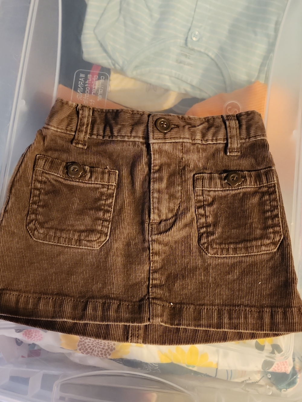 18-24 Months Old Navy Kids Corduroy Skirt - Brown W/ Patch Pockets